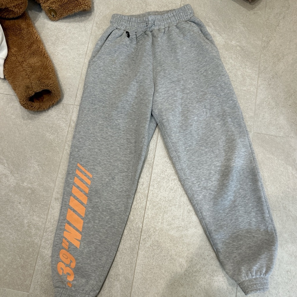 Topshop Gray Joggers with Orange Detail